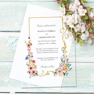 Invitations En Acrylique Mariage de printemps-été aux aquarelles de fleurs 