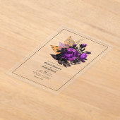 Invitations En Acrylique Mariage de Rose transparent gothique pourpre (Poser)