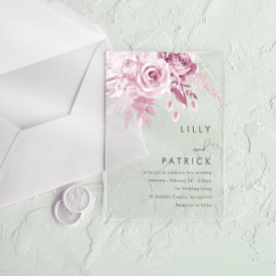 Invitations En Acrylique Mariage de roses roses du concepteur