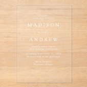 Invitations En Acrylique Mariage de script blanc élégant et moderne (Recto)