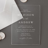 Invitations En Acrylique Mariage de script blanc élégant et moderne