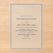 Invitations En Acrylique Mariage de script classique bleu de la marine offi (Recto)