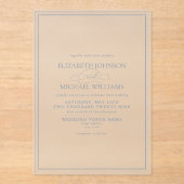 Invitations En Acrylique Mariage de script classique bleu foncé (Recto)
