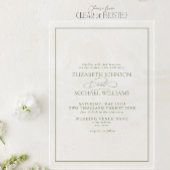 Invitations En Acrylique Mariage de script classique de Sage Vert
