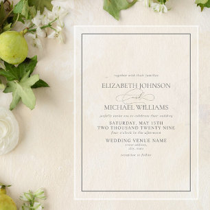 Invitations En Acrylique Mariage de script classique de Sage Vert
