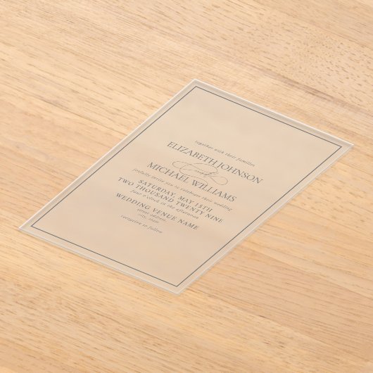 Invitations En Acrylique Mariage de script classique de Sage Vert (Poser)