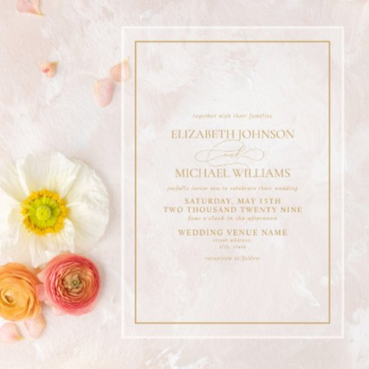 Invitations En Acrylique Mariage de script classique en or