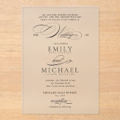 Invitations En Acrylique Mariage de script classique moderne élégant (Recto)