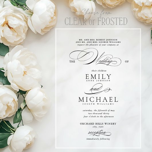 Invitations En Acrylique Mariage de script classique moderne élégant