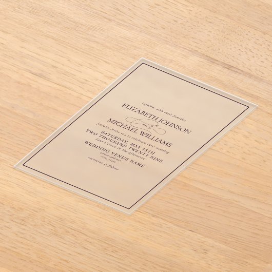 Invitations En Acrylique Mariage de script classique violet formel (Poser)