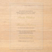 Invitations En Acrylique Mariage de script de bordure noir et or classique (Recto)