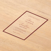 Invitations En Acrylique Mariage de script de bordure rouge Crimson simple (Poser)