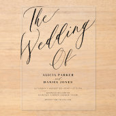 Invitations En Acrylique Mariage de script de calligraphie moderne transpar (Recto)