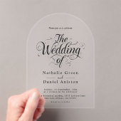 Invitations En Acrylique Mariage de script de calligraphie noir et blanc cl (In situ (ordinateur de poche))