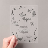 Invitations En Acrylique Mariage de script de gribouillages tendance (In situ (ordinateur de poche))