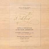 Invitations En Acrylique Mariage de script élégant et sophistiqué (Recto)