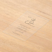 Invitations En Acrylique Mariage de script élégant noir et blanc classique (Poser)