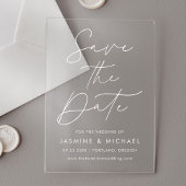 Invitations En Acrylique Mariage de script moderne Enregistrer la date