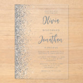 Invitations En Acrylique Mariage de script moderne Parties scintillant arge (Recto)