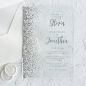 Invitations En Acrylique Mariage de script moderne Parties scintillant arge