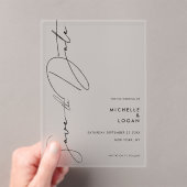 Invitations En Acrylique Mariage de script moderne simple Enregistrer la da (In situ (ordinateur de poche))