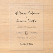 Invitations En Acrylique Mariage de script noir rustique simple (Recto)