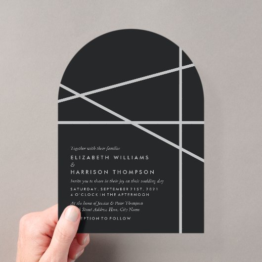 Invitations En Acrylique Mariage de style géométrique simple (In situ (ordinateur de poche))