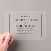 Invitations En Acrylique Mariage de texte noir simple (In situ (ordinateur de poche))