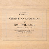 Invitations En Acrylique Mariage de texte noir simple (Recto)