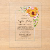 Invitations En Acrylique Mariage de tournesol après la fête (Recto)