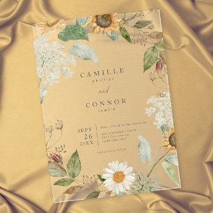 Invitations En Acrylique Mariage de tournesol floral rustique de fleurs sau