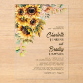 Invitations En Acrylique Mariage de tournesol rustique (Recto)