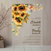 Invitations En Acrylique Mariage de tournesol rustique