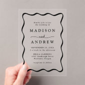 Invitations En Acrylique Mariage de trame Black Wavy moderne (In situ (ordinateur de poche))