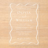Invitations En Acrylique Mariage de trame blanc chic (Recto)