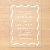 Invitations En Acrylique Mariage de trame blanc moderne (Recto)