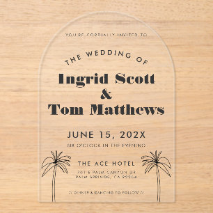 Invitations En Acrylique Mariage de Tropiques minimalistes