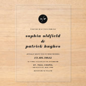 Invitations En Acrylique Mariage de typographie italique noir et blanc gras (Recto)