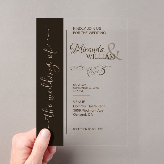 Invitations En Acrylique Mariage de typographie minimaliste de luxe (In situ (ordinateur de poche))