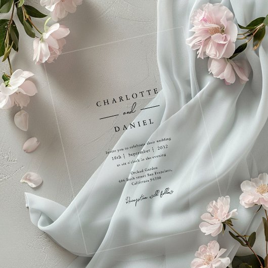 Invitations En Acrylique Mariage de typographie moderne, minimal