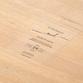 Invitations En Acrylique Mariage de typographie noir et blanc (Poser)
