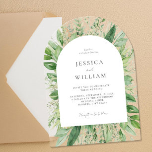 Invitations En Acrylique Mariage de verdure minimaliste Boho