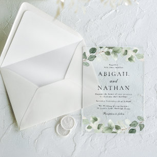 Invitations En Acrylique Mariage de verdure moderne