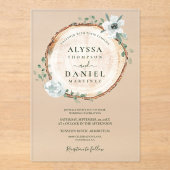Invitations En Acrylique Mariage de verdure tranche de bois rustique (Recto)