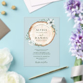 Invitations En Acrylique Mariage de verdure tranche de bois rustique (Insitu (Mariage))