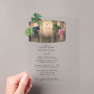 Invitations En Acrylique Mariage de vignoble de cave à vin barrique rustiqu