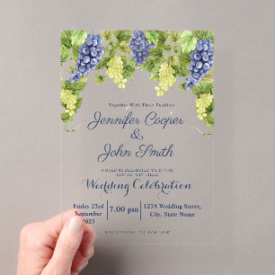 Invitations En Acrylique Mariage de vignoble de vignes de raisin de viticul