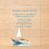 Invitations En Acrylique Mariage de voilier Watercolor (Recto)