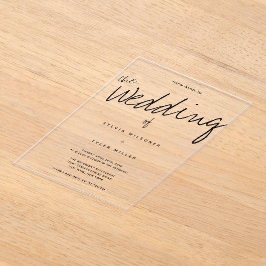 Invitations En Acrylique Mariage décontracté de typographie moderne (Poser)