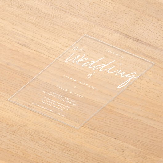 Invitations En Acrylique Mariage décontracté de typographie moderne (Poser)
